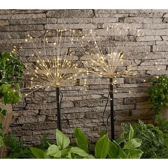 QVC Bethlehem Lights Telescoping 2 Piece Star Burst Stake Lights Silver Wire New - Picture 1 of 2